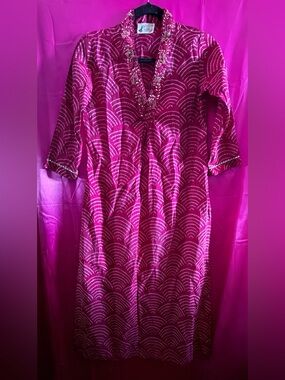 Embroidered Pink Tunic Dress